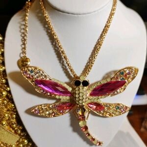 Betsey Johnson Crystal Dragonfly Necklace